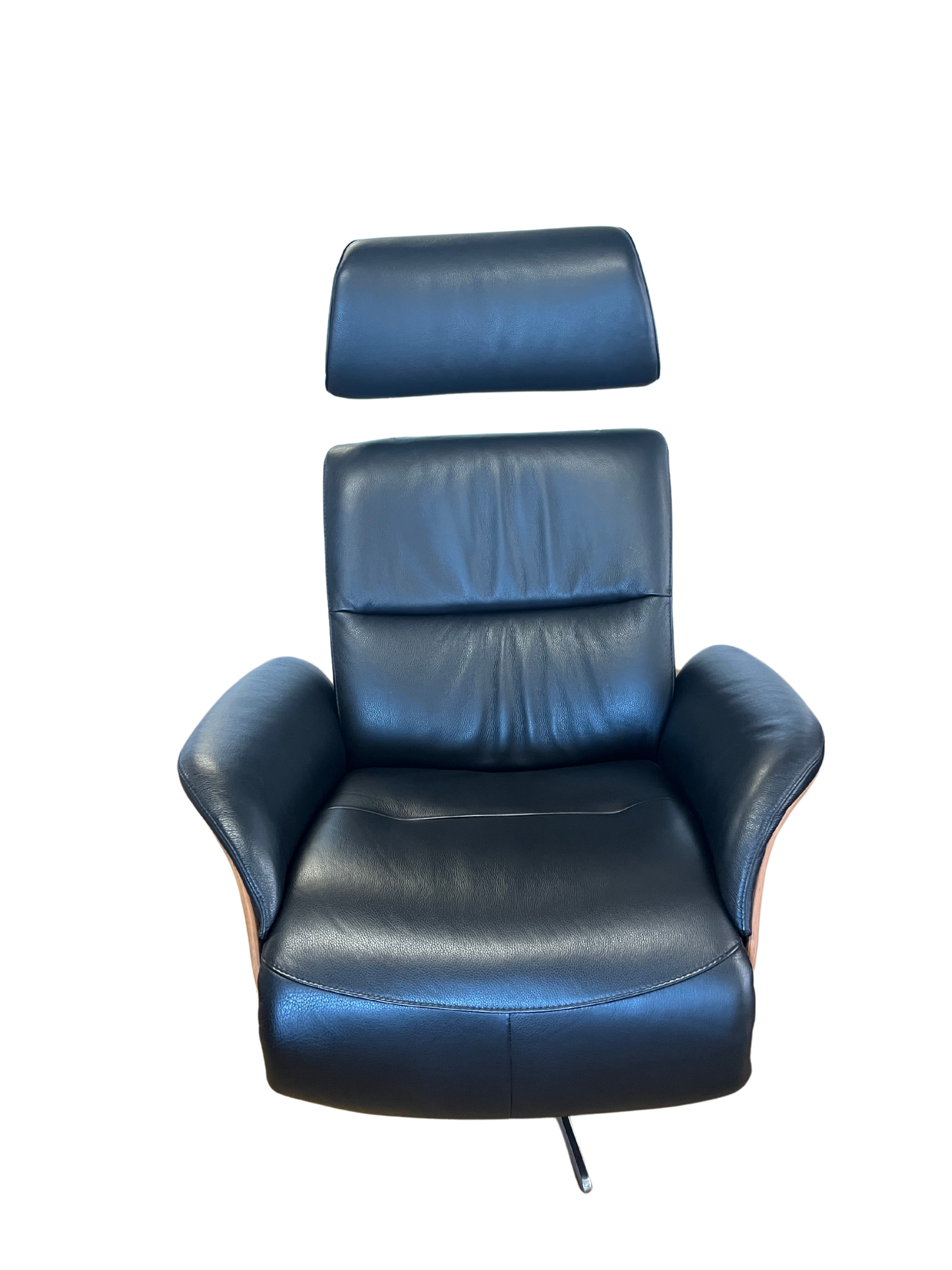 Relaxsessel Leder mit Holz Schale