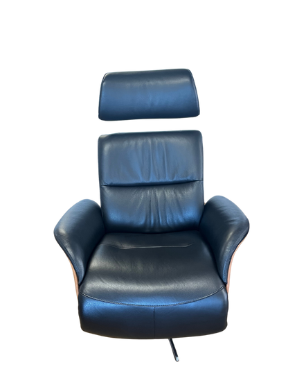 Relaxsessel Leder mit Holz Schale